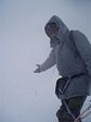 Roger Wendell and a small avalanche crack on Atlantic Peak by Dan Kinzie - 10-23-2010