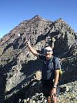 Maroon Bells, Roger J. Wendell pointing to the top of Maroon Peak - August 23, 2008