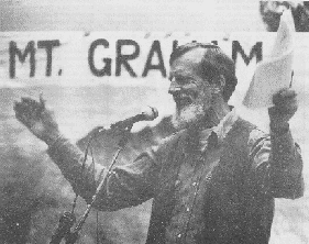 Chip Hedgcock photo of Cactus Ed at an Earth First! Mount Graham Rally Shortly Before His Death in 1989