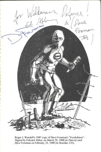 Ed Abbey and Dave Foreman both signed EcoDefense for me - 1980s