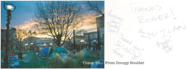 Occupy Boulder Thank You to Roger Wendell - 01-11-2012