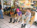 Trying on Boots for the Rainforest - Baños, Ecuador, January 2006