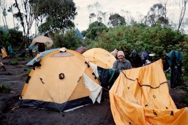 Roger J. Wendell Camping on kilimanjaro - January, 2003