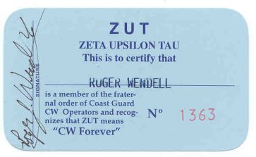 My Coast Guard ZUT Membership Card - 11-16-1999