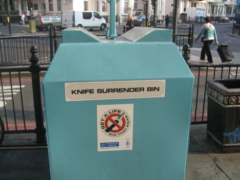 Knife Surrender Bin, London, by Roger J. Wendell - 10-16-2006