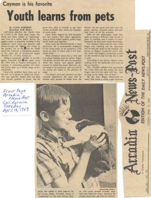 Roger J. Wendell at age 13 in the Arcardia News Post - 04-15-69