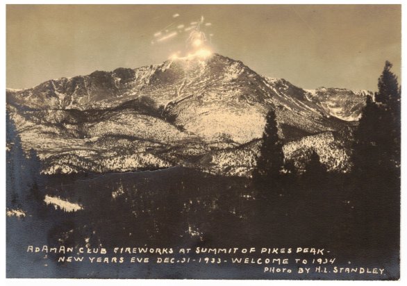 Pikes Peak Fireworks on New Year's Eve - 1933