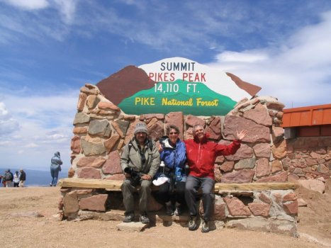 Pikes Peak Summit Sign with Roger J. Wendell and Tom and Linda Jagger - 06-10-2006