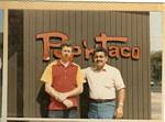 Larry Moreland at Pup 'N' Taco being raed - 1980s