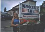 Kelly at the Democratic Cafe at Friday Harbor San Juan Islands, Washington State