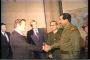 Donald Rumsfeld Shaking Saddam Hussein's Hand