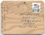 6 Cents Postage on W6MRV's Wooden QSL Card