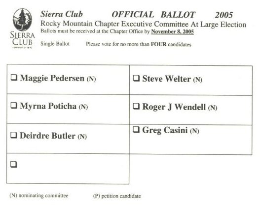 2005 Rocky Mountain Chapter Ballot