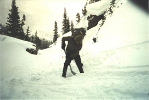 Roger Starts Digging the Snow Cave, RMNP - 02-18-1996