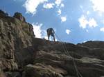 KC on rappel - West Overhang 08-25-2005