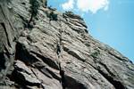 Roger and Roger Wendell on the Bomb, Eldorado Springs Canyon, Colorado - 08-20-2001