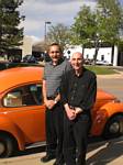 Roger J. Wendell and Danan Henry Roshi at KGNU with his 1972 VW - 05-15-2008